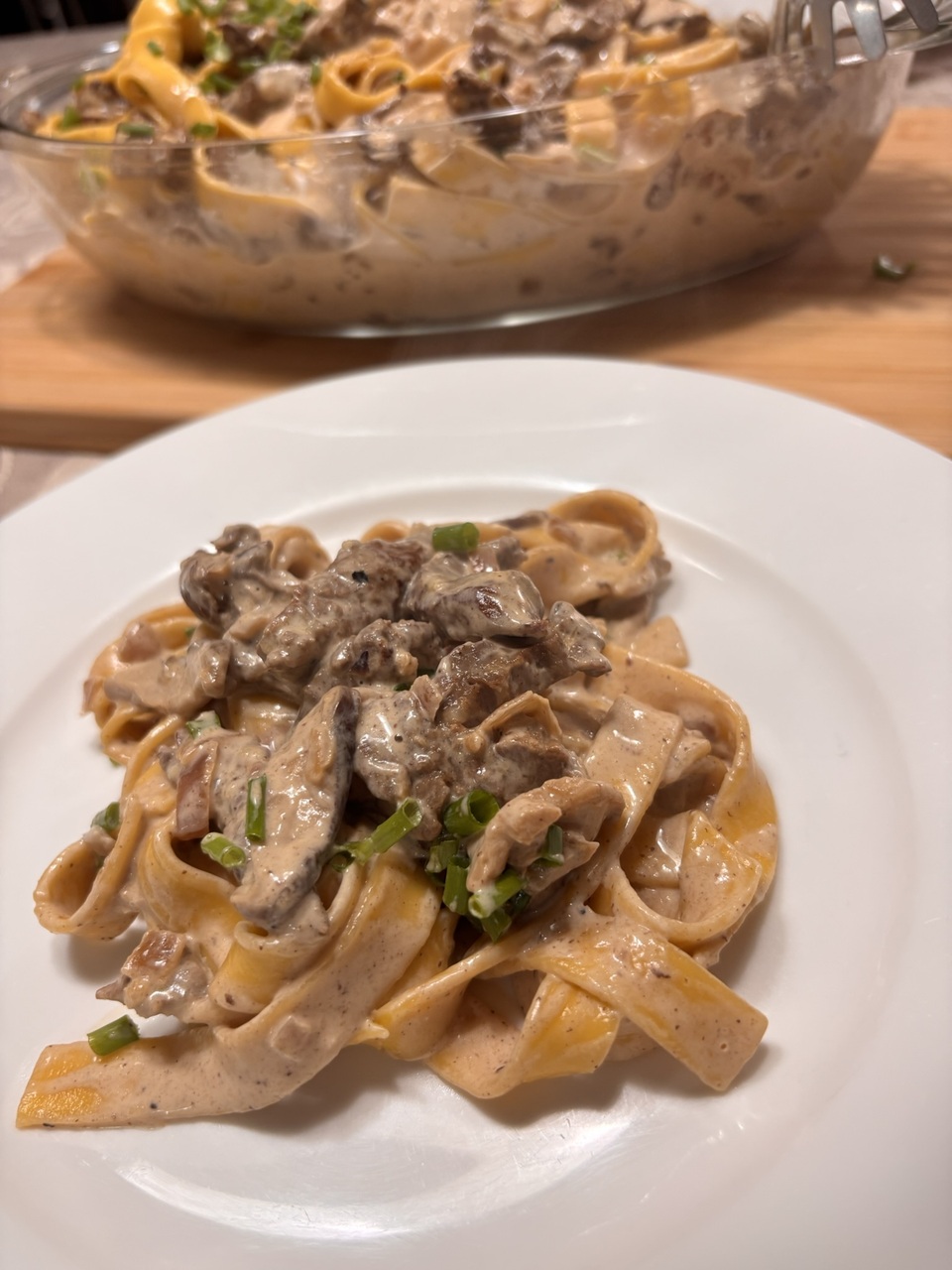 Talharim ao Creme com Carne e Shitake